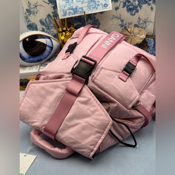 🆕 GANNI 🧿 NWT Recycled Tech Backpack, Bubblegum Pink - Picture 10 of 13